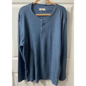 Magellan Outdoors Henley Thermal Shirt Mens Blue  2x Waffle Knit Outdoor Sports